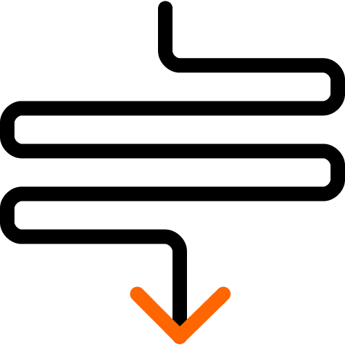 Icon of horizontal double arrows merging into a downward arrow