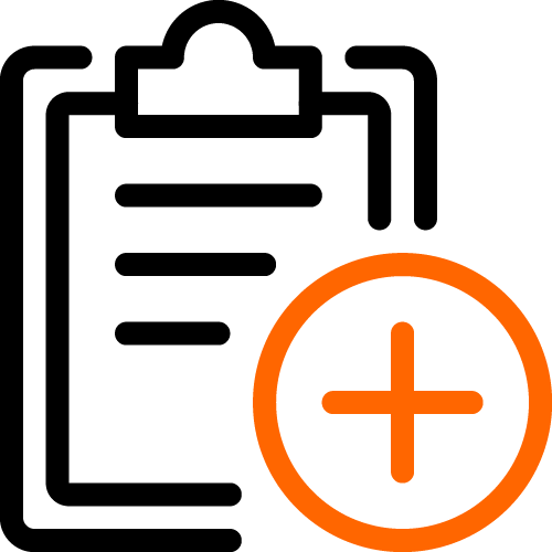 clipboard with plus sign icon