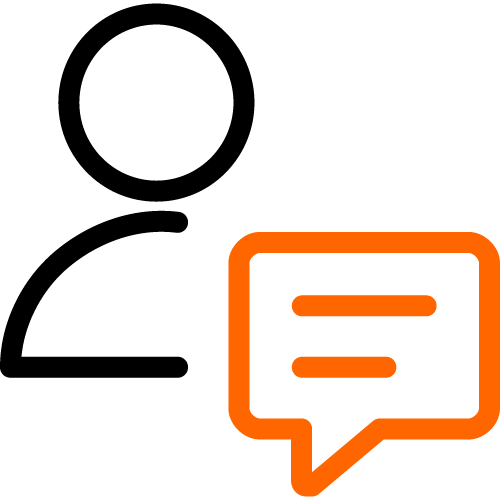 Person and text bubble icon
