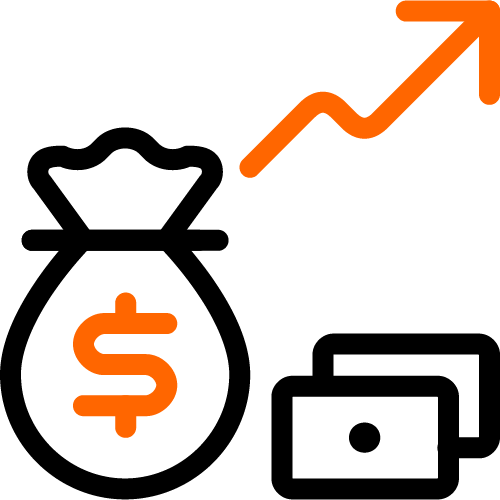 Money bag with up arrow
