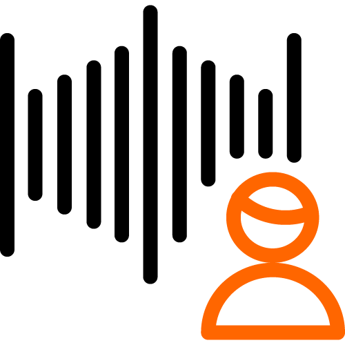 Icon of a person with sound waves radiating