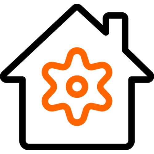 house with gear icon