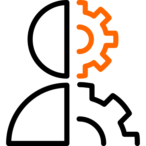 person with gear icon