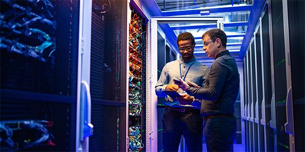 IT personnel in a server room