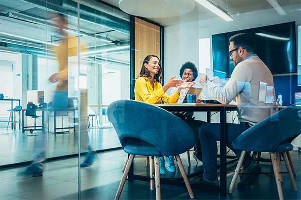 business people meeting around conference table