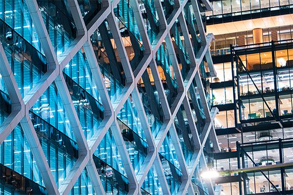 Close up of modern building windows