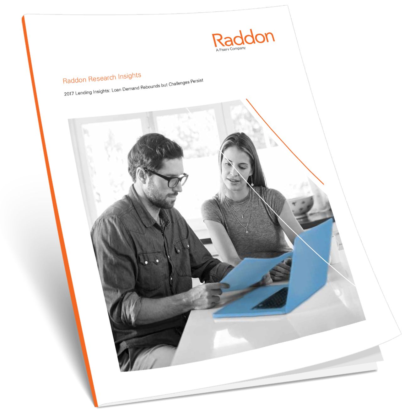 Lending Insights: Loan Demand Rebounds but Challenges Persist; with image of Raddon pamphlet with Raddon logo in the top right