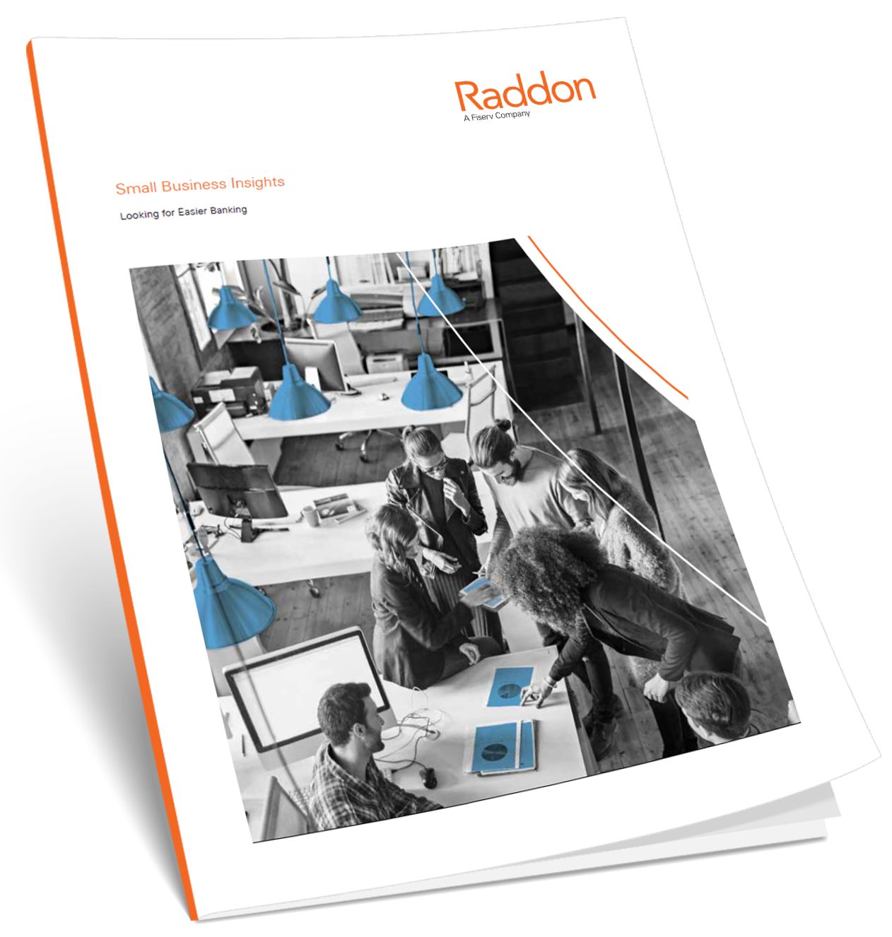 Small Business Insights: Looking for Easier Banking; with image of Raddon pamphlet with Raddon logo in the top right