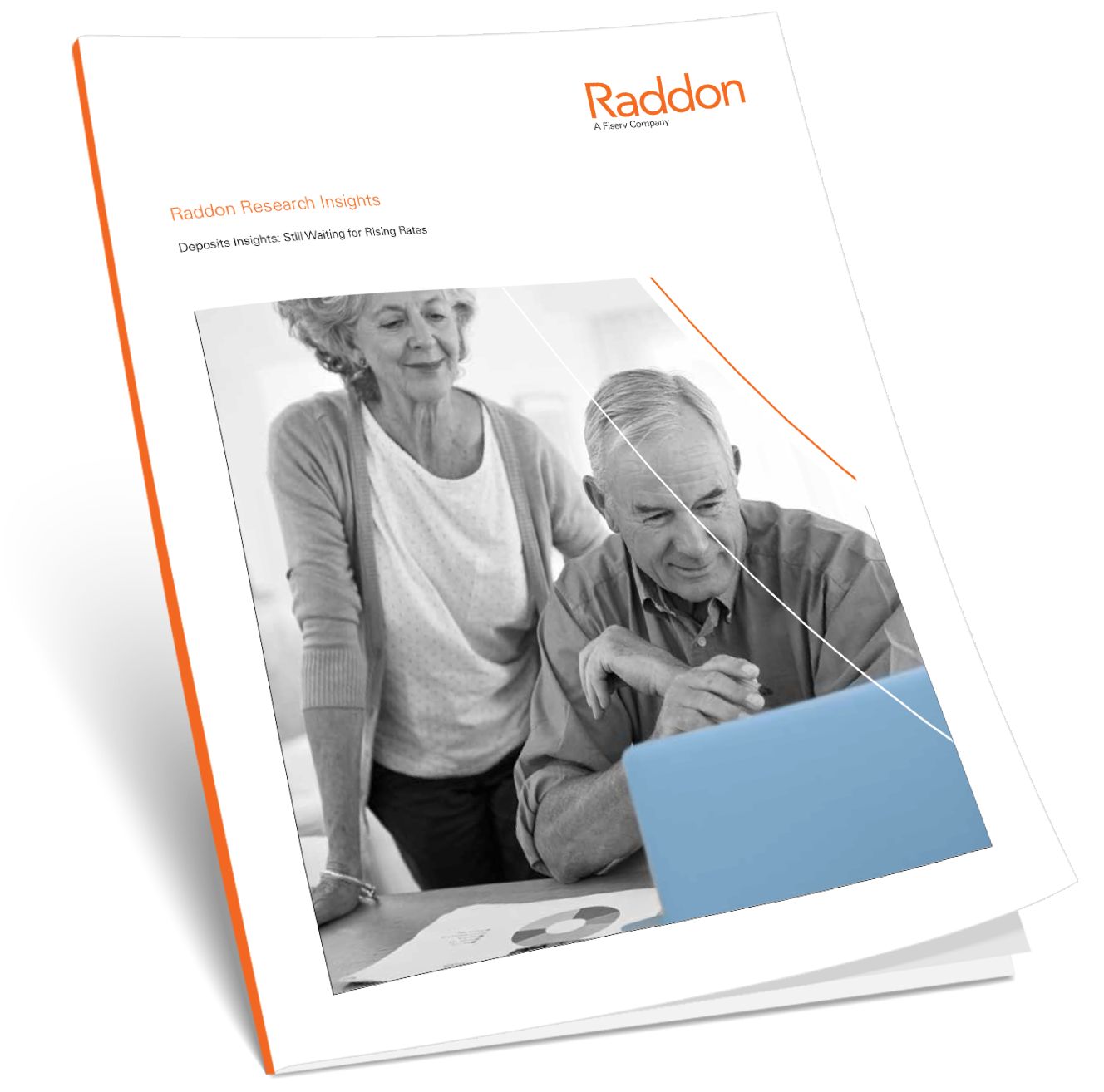 Deposits Insights: Still Waiting for Rising Rates; with image of Raddon pamphlet with Raddon logo in the top right