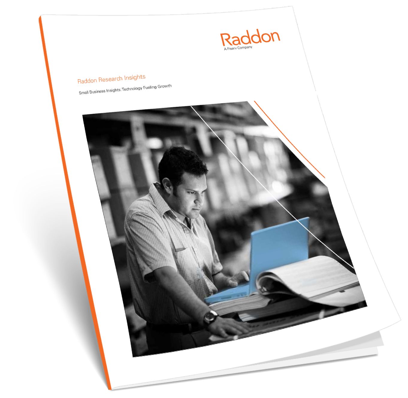 Small Business Insights: Technology Fueling Growth; with image of Raddon pamphlet with Raddon logo in the top right