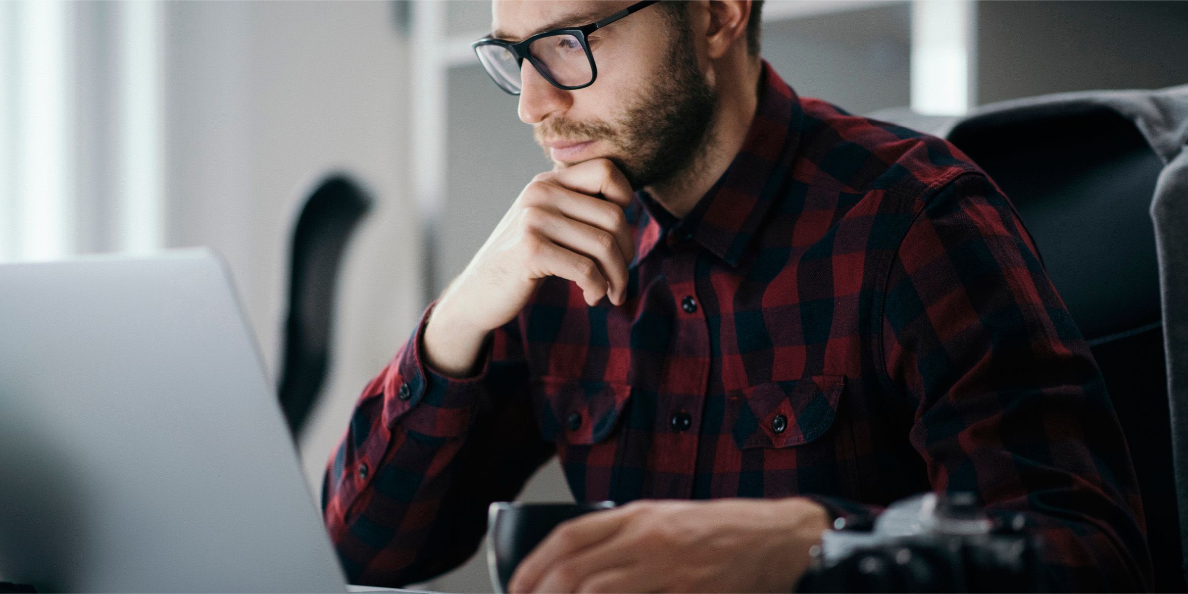 man at a computer