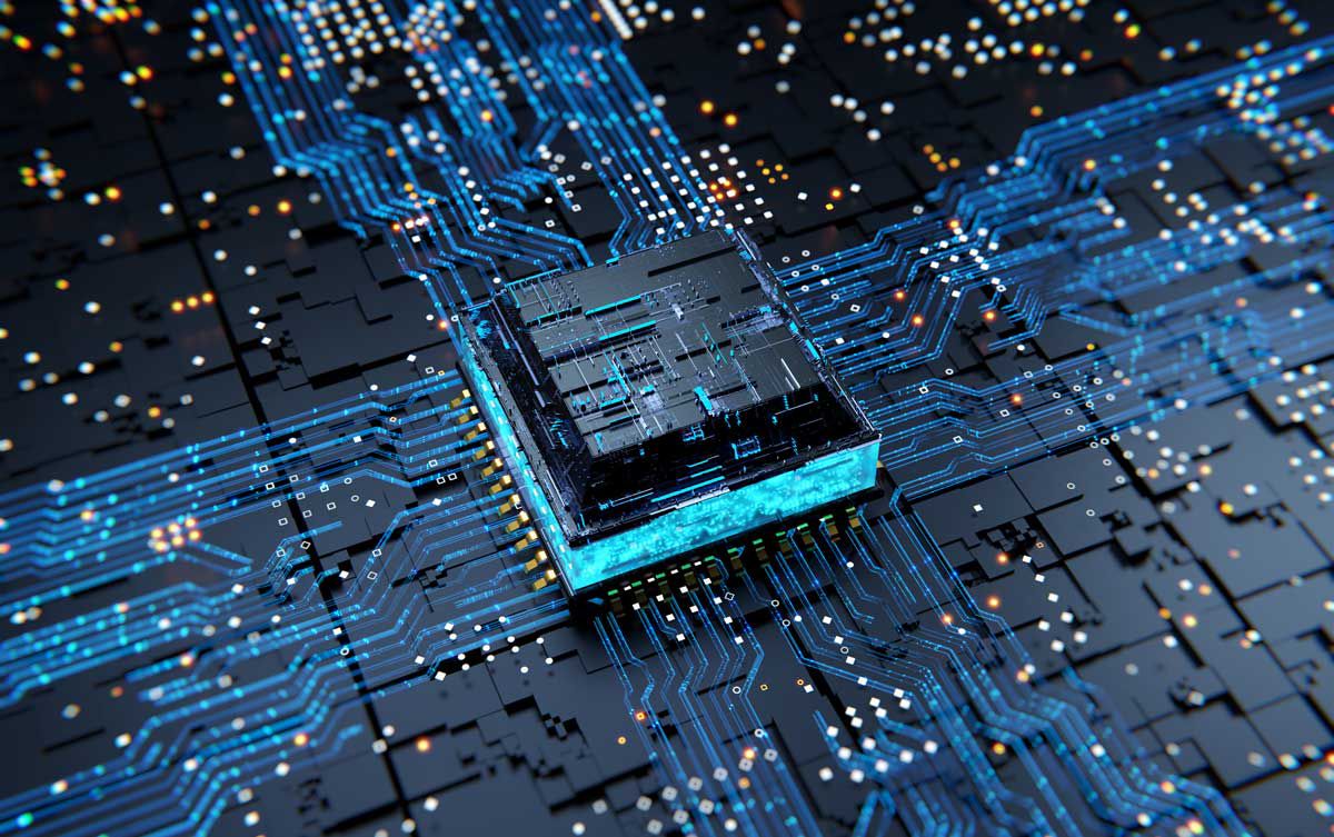 digital illustration of AI-powered computer chip