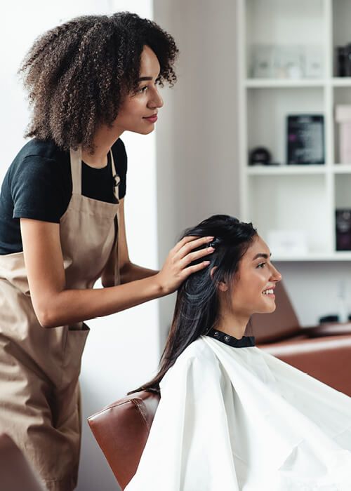 Girl looking at phone smiling