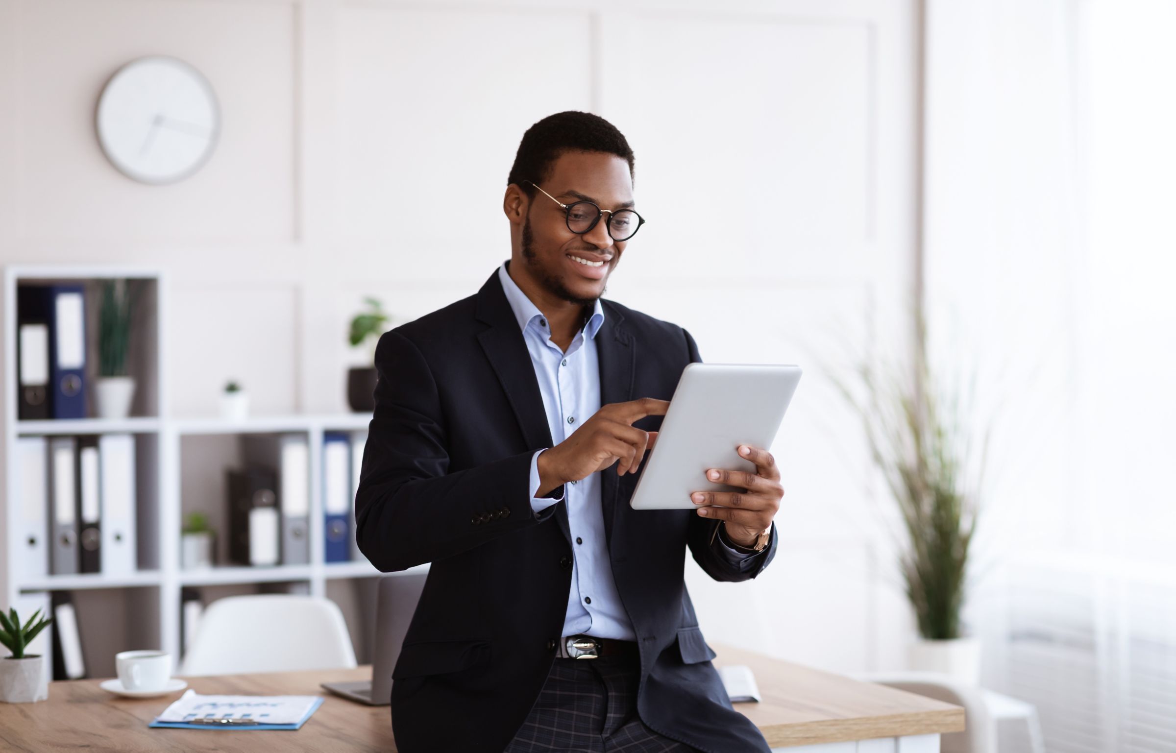 Man working on a tablet