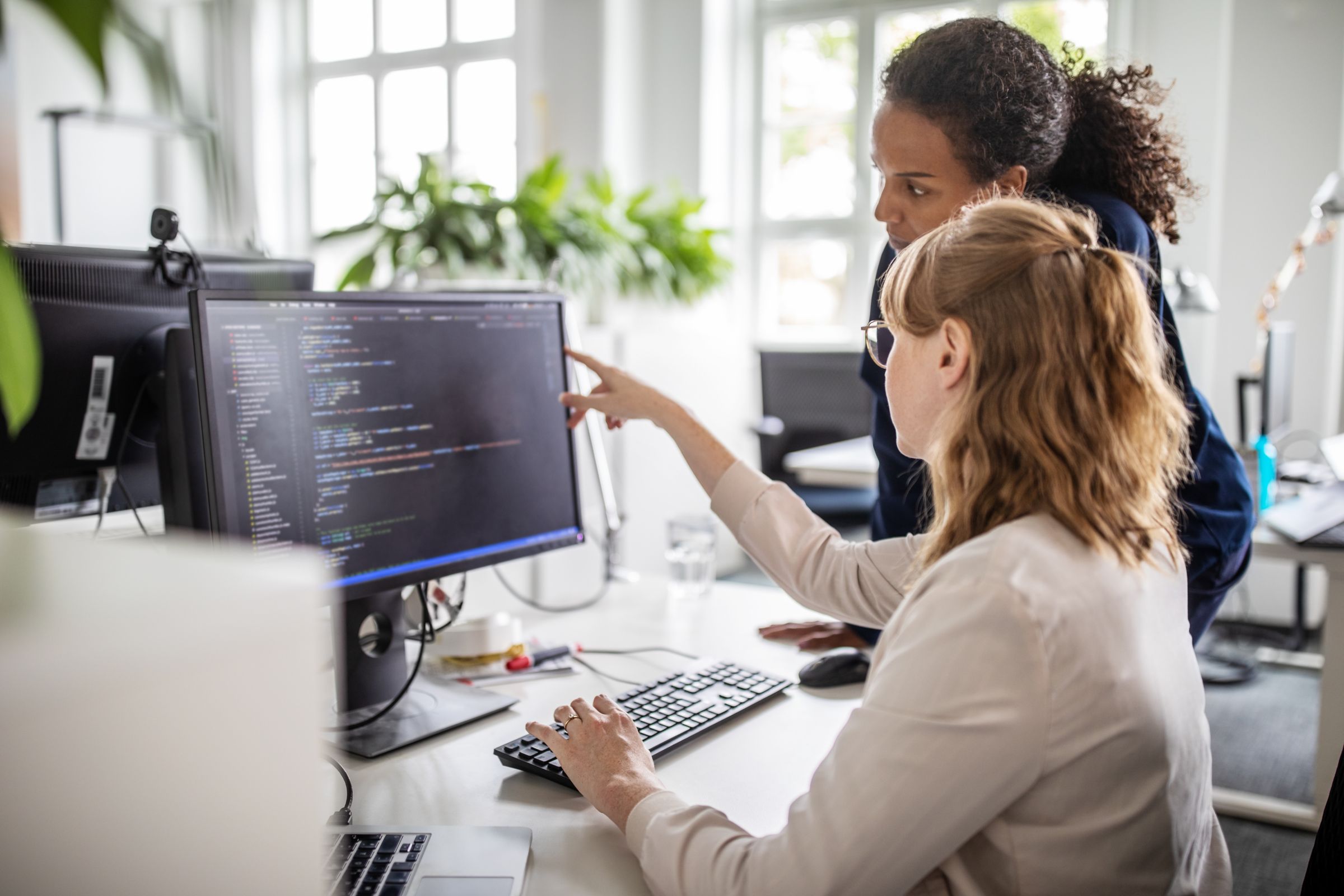 Woman working on laptop