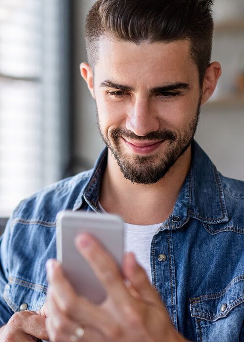 man using a smartphone for digital banking