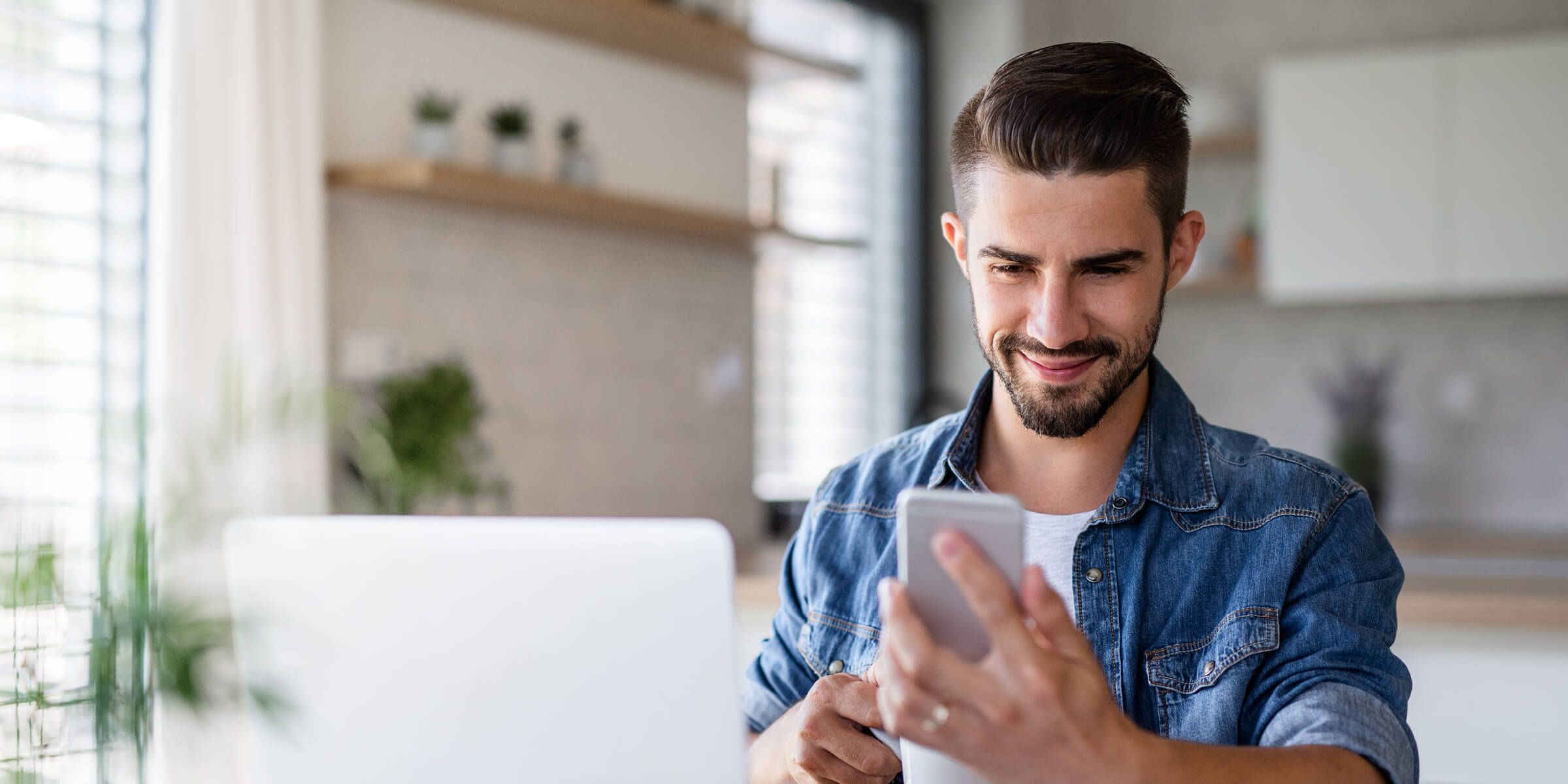 Businessman using tablet device