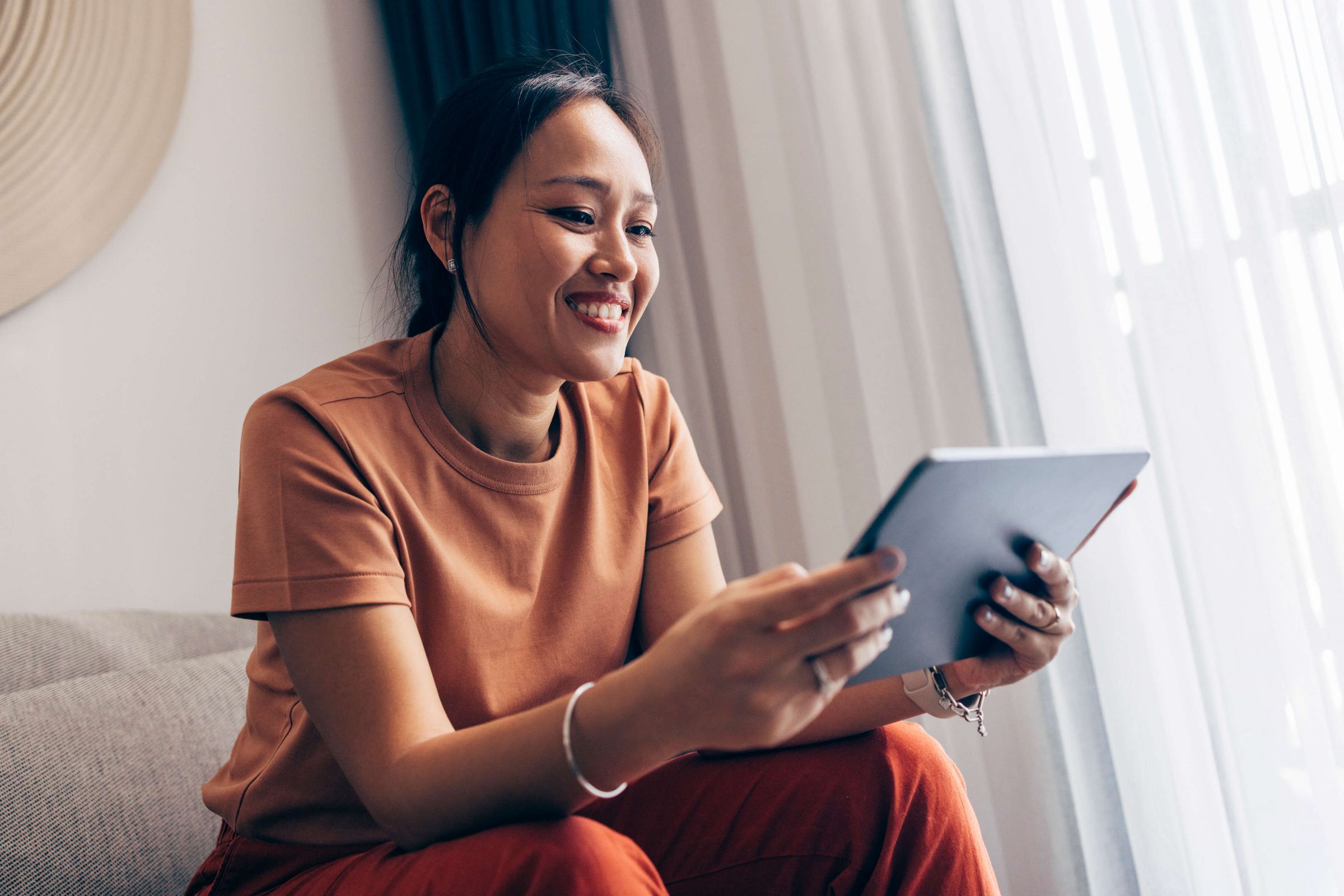 Woman working on a laptop