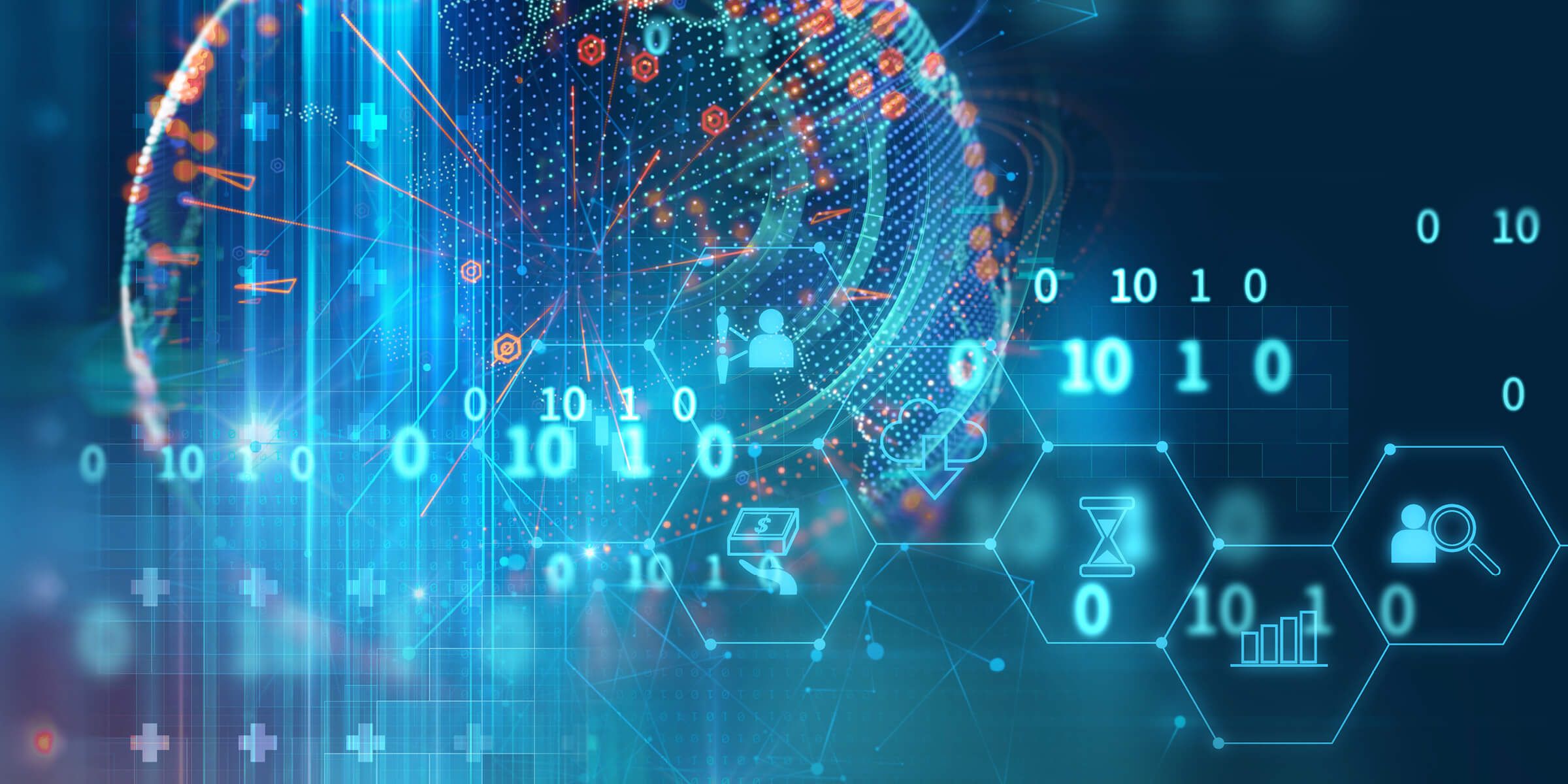 Binary numbers on blue background