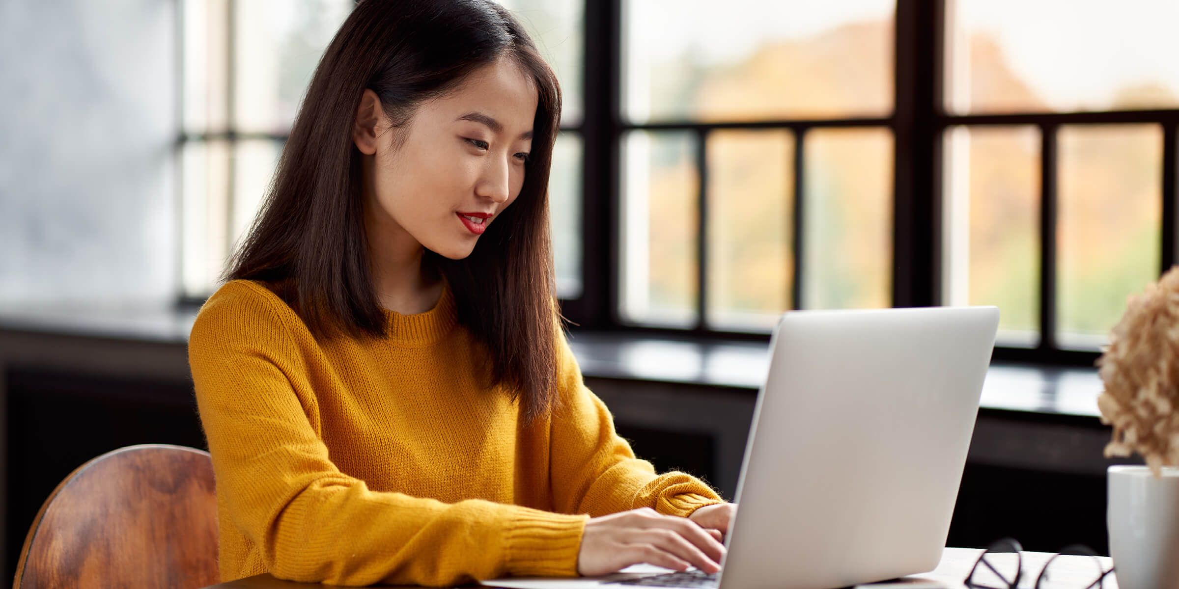 woman working on laptop