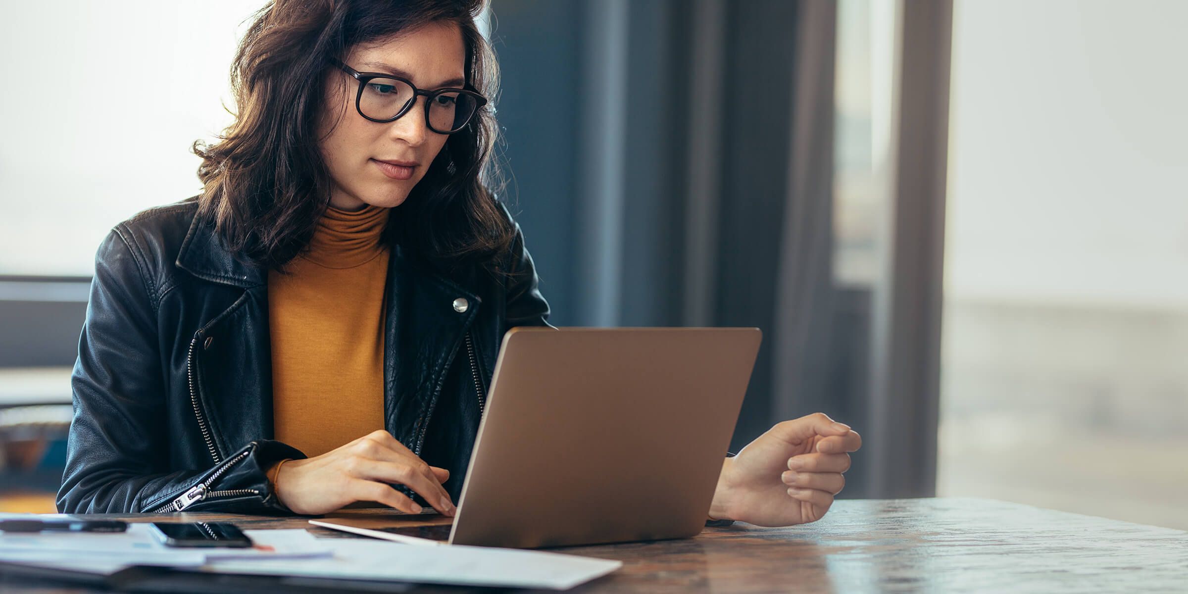 Woman working on laptop