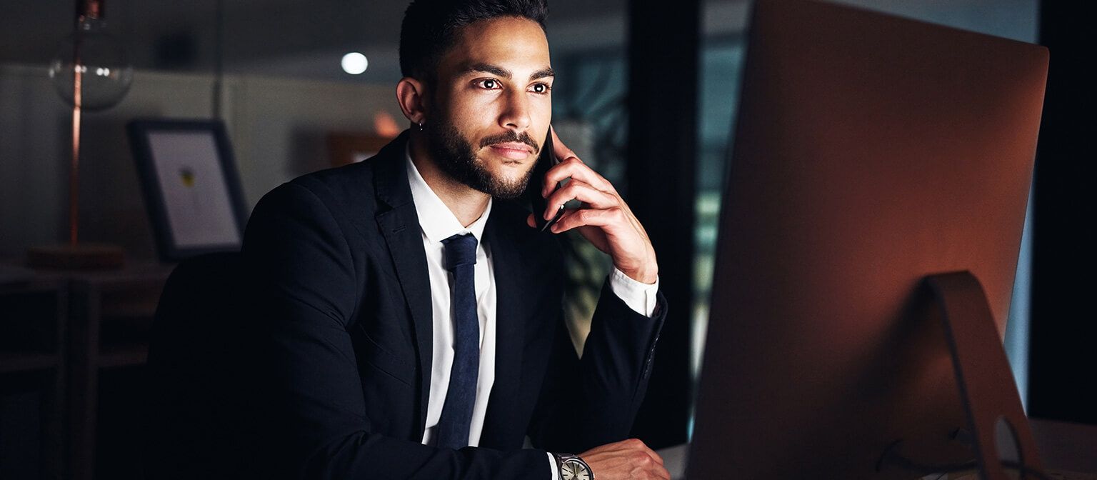 Businessman working at computer