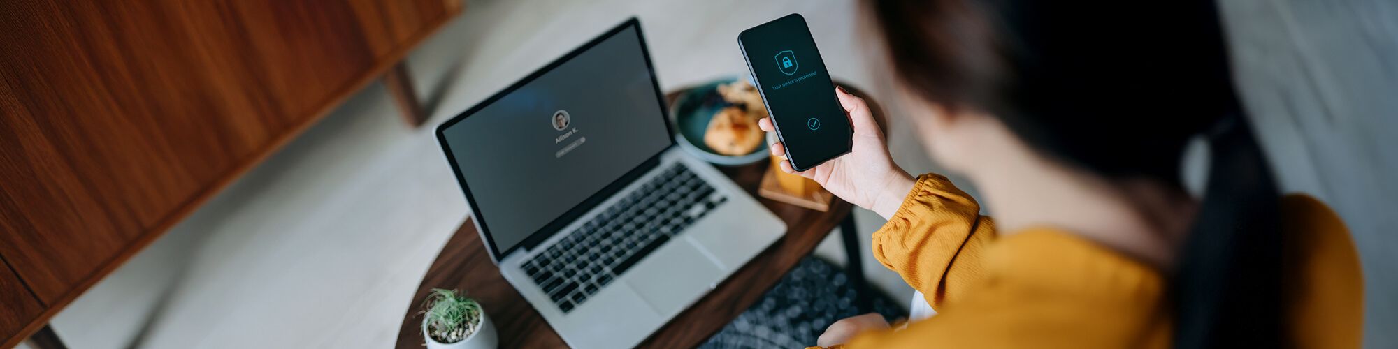 Person accessing their account using multifactor authentication.