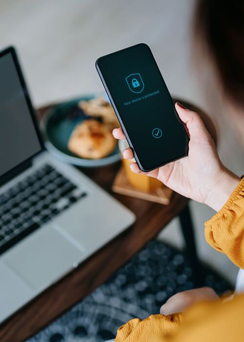 Person accessing their account using multifactor authentication.