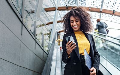 a woman using a phone