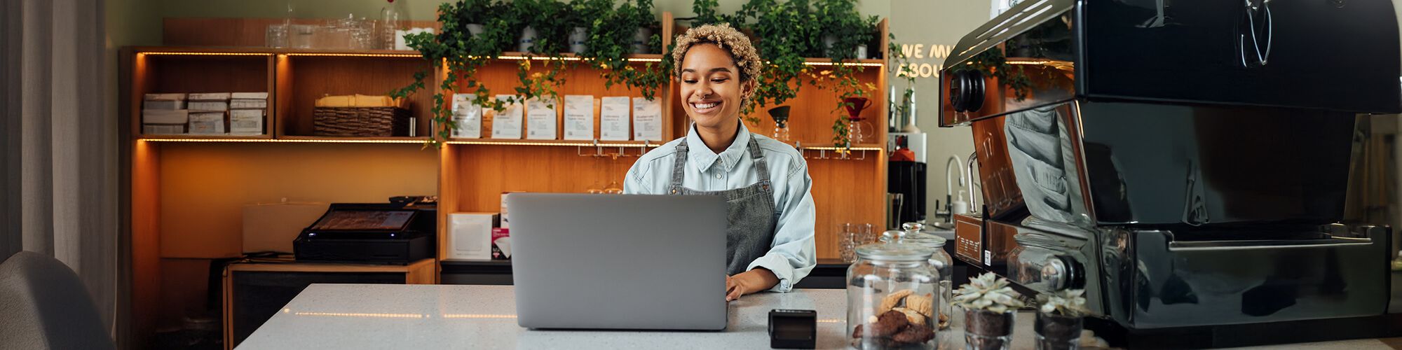 Girl looking at phone smiling