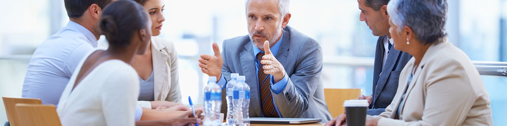 business executive directing a meeting