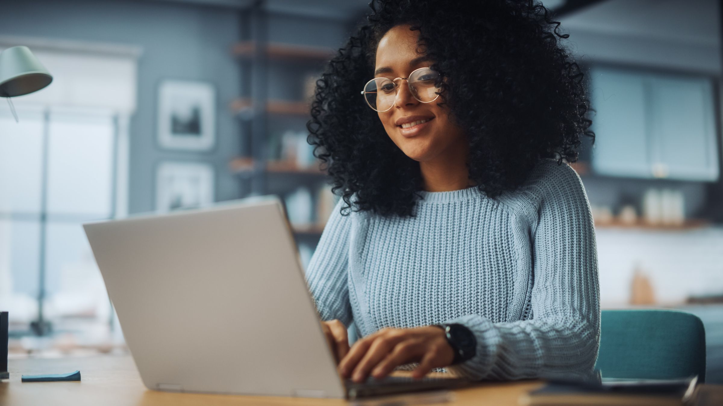 Woman working on a laptop