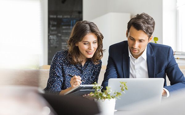 professional executives reviewing documents